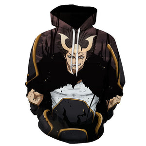 Black Clover Yami Sukehiro Anime Print Pullover Hoodie Hip Hop Street Sweatshirt