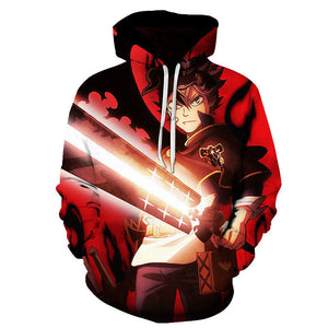 Black Clover Asta Anime Print Pullover Hoodie Hip Hop Street Sweatshirt