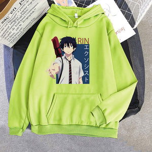 Anime Blue Exorcist Printed Rin Okumura Hoodie Long Sleeve Sweatshirt Harajuku Streetwear