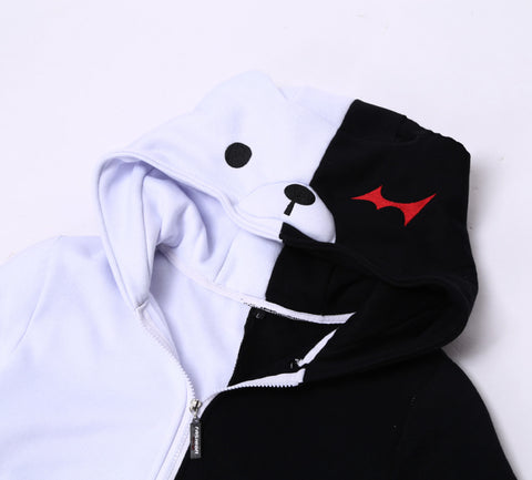 Image of Dangan Ronpa Monobear Monokuma Hoodies -  Zip Up Cosplay Anime Hoodie