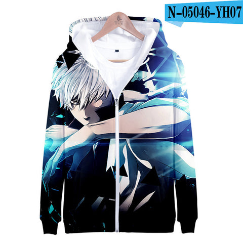 Image of Anime Gintama 3D Sakata Gintoki Zipper Hoodie Sweatshirt
