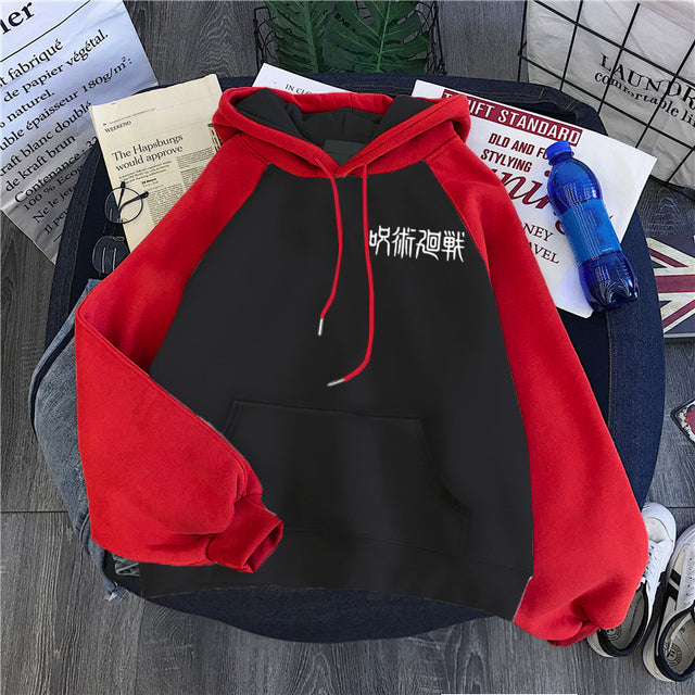 Anime Jujutsu Kaisen Letter Prints Hoodie Fleece Sweatshirt Fashion Oversized Sportswear