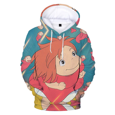 Image of Anime Ponyo on the Cliff Hoodie - 3D Printed Hooded Sweatshirts