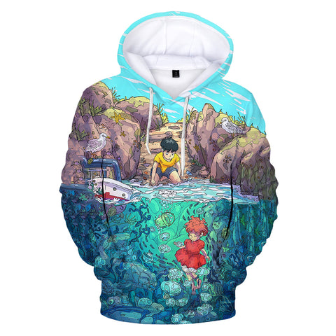 Image of Ponyo on the Cliff Hoodie - Anime 3D Printed Hooded Sweatshirts