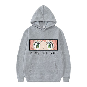 Anime Spy X Family Forger Anya Eyes Print Hoodies Casual Hip Hop Long Sleeve Sweatshirts