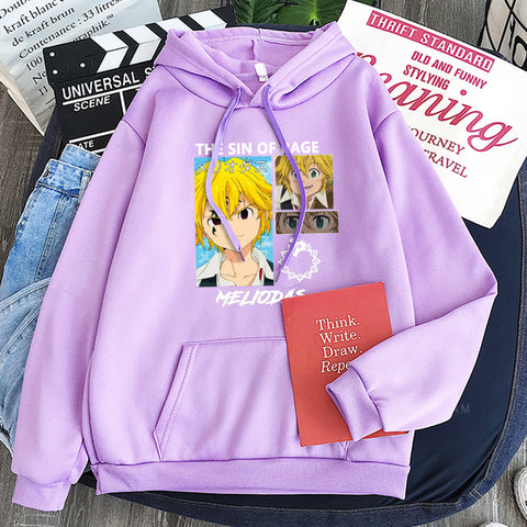 Image of Anime The Seven Deadly Sins Meliodas Cool Cartoon Printed Hoodies Casual Harajuku Dragon's Sin of Wrath Manga Sweatshirts