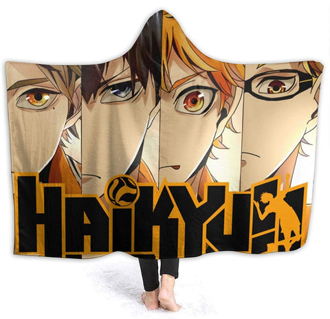 Image of Hooded Blanket - Anime Haikyu! Passionate Volleyball Cartoon Blankets