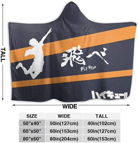 Image of Anti-Pilling Flannel Hooded Blanket - Anime Haikyu! Passionate Volleyball Blankets