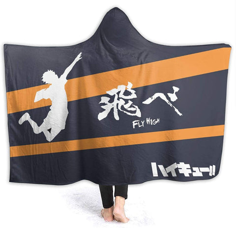 Image of Anti-Pilling Flannel Hooded Blanket - Anime Haikyu! Passionate Volleyball Blankets