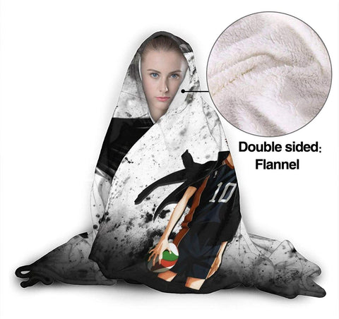 Image of Flannel Hooded Blanket - Anime Haikyu! Passionate Volleyball Blankets