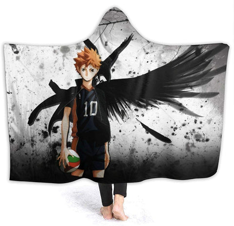 Image of Flannel Hooded Blanket - Anime Haikyu! Passionate Volleyball Blankets