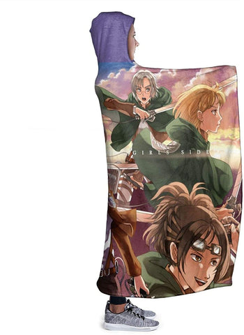 Image of Anime Attack On Titan Throw Wearable Hooded Blanket