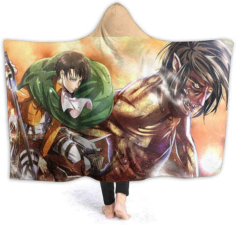 Image of Attack On Titan Printed Throw Wearable Hooded Blanket