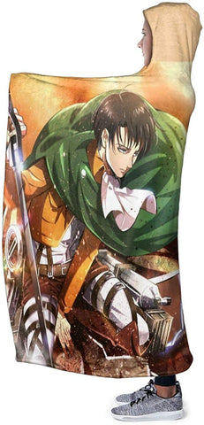 Image of Attack On Titan Printed Throw Wearable Hooded Blanket