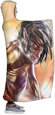 Image of Attack On Titan Printed Throw Wearable Hooded Blanket