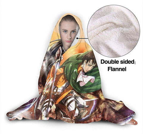 Image of Attack On Titan Printed Throw Wearable Hooded Blanket