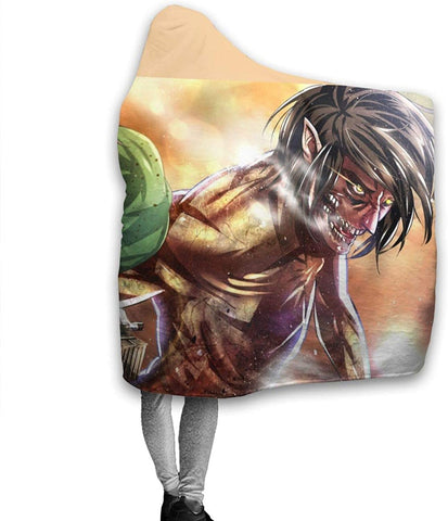 Image of Attack On Titan Printed Throw Wearable Hooded Blanket