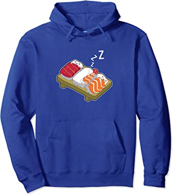 Image of Hoodie, Funny Sleeping Sushi, Japanese Foodie Hoodie Pullover Hoodie