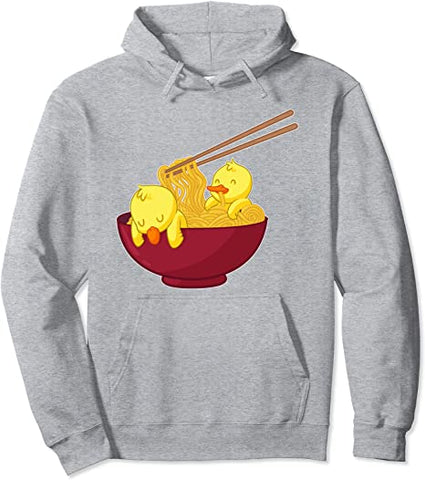 Image of Kawaii Anime Japanese Ramen Noodles Yellow Duck Gift Pullover Hoodie