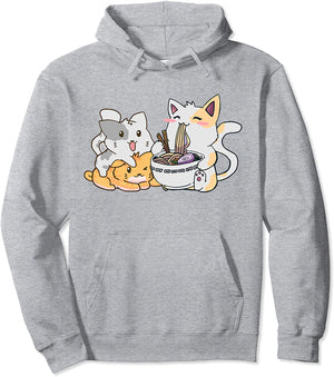 Anime Ramen Cats Kawaii Neko Japanese Gift Pullover Hoodie