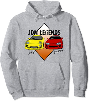 JDM Legends Classic Cars Rx7 and Supra Turbo Sports Drift Pullover Hoodie