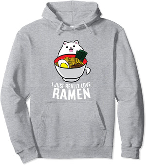 I Just Really Love Ramen Cat Japanese Ramen Noodles Cat Pullover Hoodie