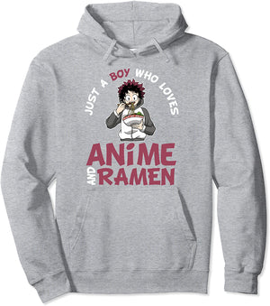 Just a Boy Who Loves Anime and Ramen Man Teen Guys Pullover Hoodie