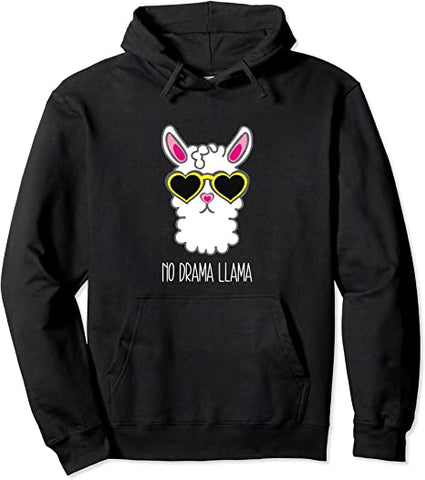 Image of Sunglasses Llama No Drama Hoodie Pullover Cool Lllama Stuff