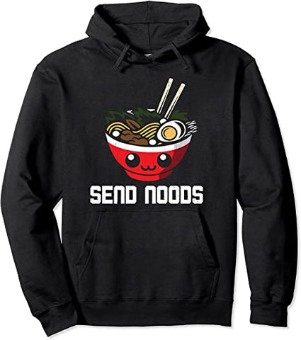 Image of Send Noods Hoodie Funny Noodle Kawaii Adult Pun Ramen