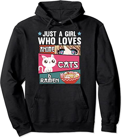 Image of Otaku Just A Girl Who Loves Anime Cats & Ramen Noods Lover Pullover Hoodie