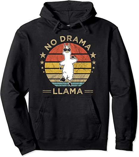 Funny No Drama Llama Alpaca Retro Vintage No Problama Gift Pullover Hoodie
