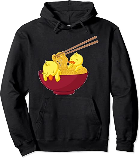 Kawaii Anime Japanese Ramen Noodles Yellow Duck Gift Pullover Hoodie