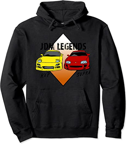 Image of JDM Legends Classic Cars Rx7 and Supra Turbo Sports Drift Pullover Hoodie