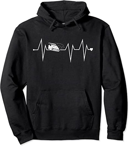 Image of Funny Drifting JDM Drifter Heartbeat Heart Pulse Rate EKG Pullover Hoodie