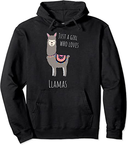 Image of Llama Hoodie - Funny "Just a girl who loves Llamas" Pullover Hoodie