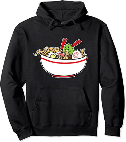 Image of Kawaii Anime T-Rex Dinosaur Cute Dinosaurs Japanese Ramen Pullover Hoodie