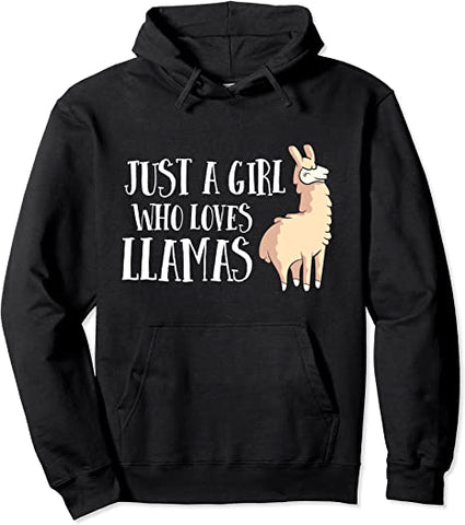 Image of Funny Llama Girl Just A Girl Who Loves Llamas Pullover Hoodie
