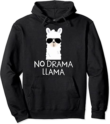 Image of No Drama Llama Alpaca with Sunglasses Llama Lovers Gift Pullover Hoodie