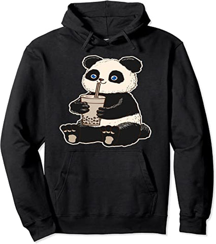 Image of Panda Bear Bubble Tea Boba Animal Drink Giant Sweatshirt Pullover Hoodie