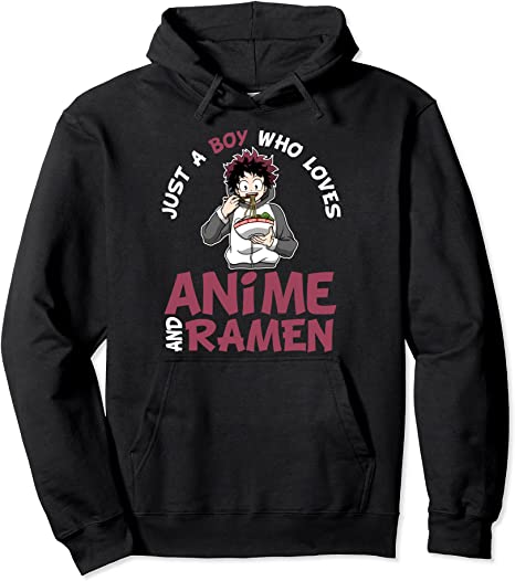 Just a Boy Who Loves Anime and Ramen Man Teen Guys Pullover Hoodie