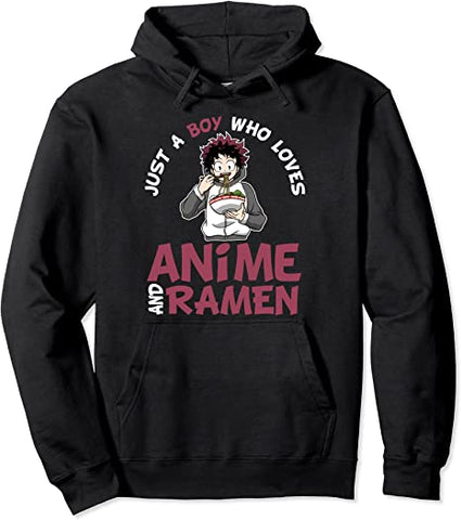 Image of Just a Boy Who Loves Anime and Ramen Man Teen Guys Pullover Hoodie