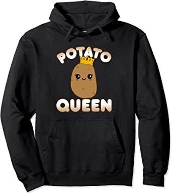 Image of Funny Potato Cute Kawaii Style Smiling Potato Queen Pullover Hoodie