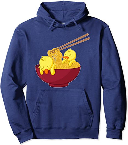 Image of Kawaii Anime Japanese Ramen Noodles Yellow Duck Gift Pullover Hoodie