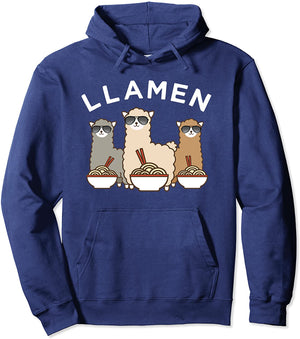 Funny Llama Ramen Hoodie Cute Animal Noodle Gift Apparel