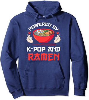 Powered by K-pop and Ramen Kpop Merch Merchandise Gift Pullover Hoodie