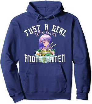 Anime Girl Shirt Just a Girl Who Loves Anime and Ramen Pullover Hoodie