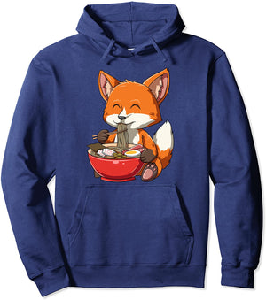 Fox Eating Ramen Ramen Noodle Lovers Fox Themed Gift Pullover Hoodie