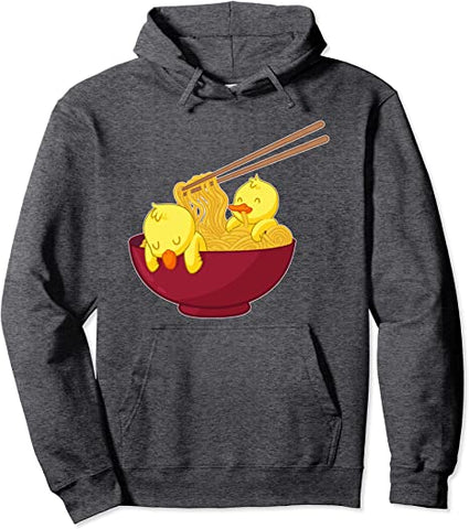 Image of Kawaii Anime Japanese Ramen Noodles Yellow Duck Gift Pullover Hoodie