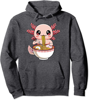 Kawaii Axolotl Lover Anime Japanese Ramen Noodles Pullover Hoodie