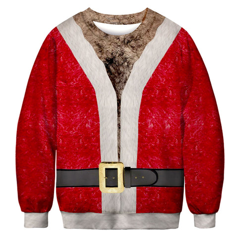 Image of Christmas Sweatshirts - Funny Santa Claus Cosplay Icon Red 3D Sweatshirt